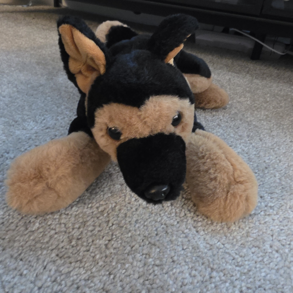 Adorable Black and Tan Stuffed Dog Toy